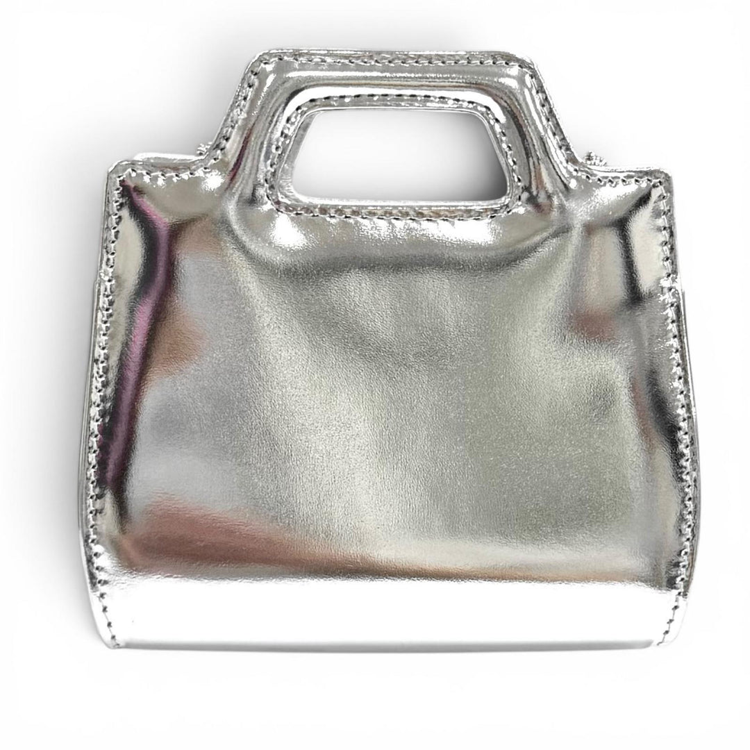 Excellent FERRAGAMO Shoulder Bag Wanda Mini Silver leather Women
