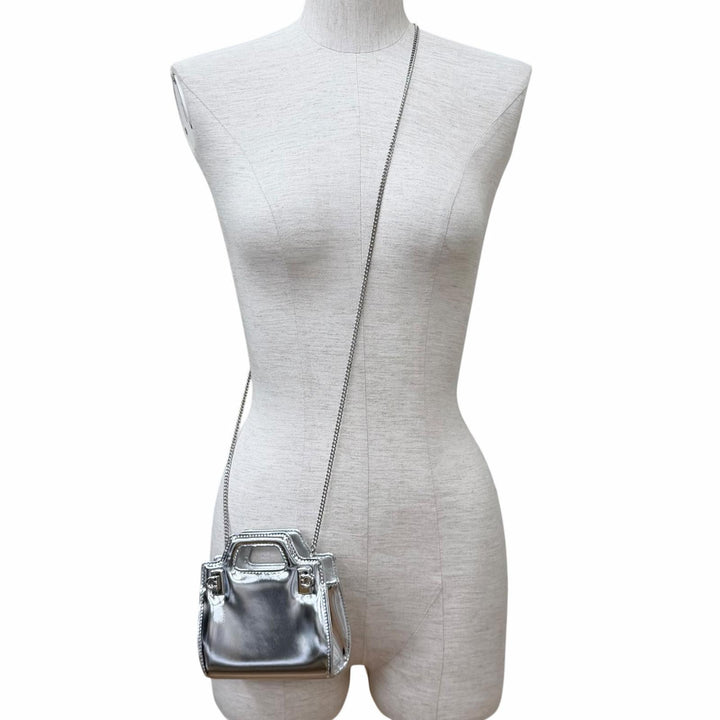 Excellent FERRAGAMO Shoulder Bag Wanda Mini Silver leather Women