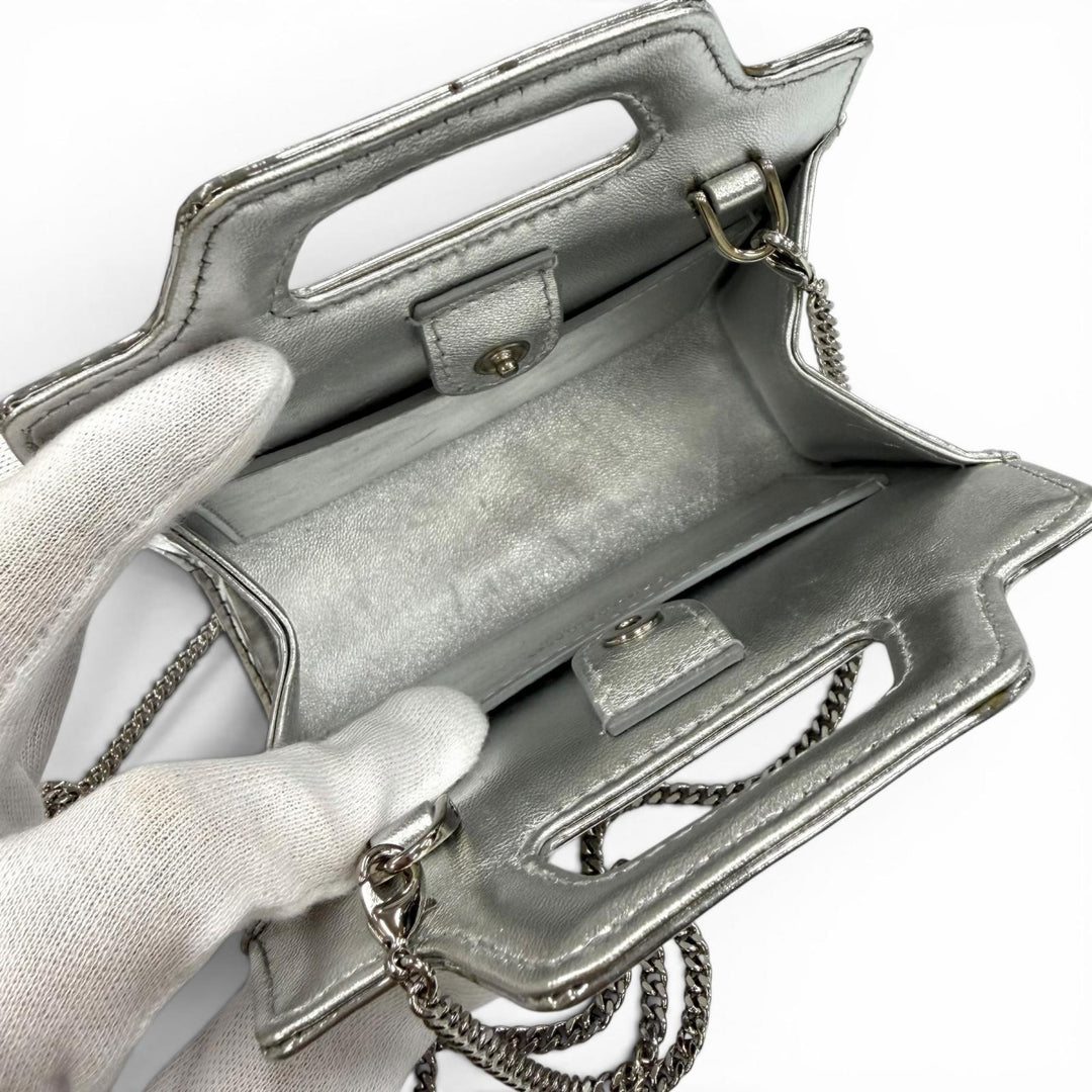 Excellent FERRAGAMO Shoulder Bag Wanda Mini Silver leather Women