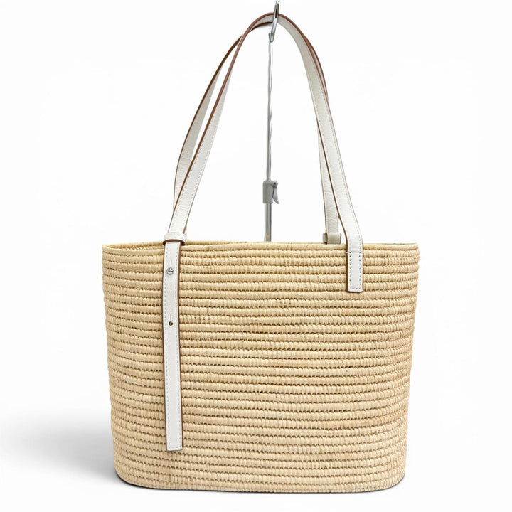 Excellent LOEWE Handbag BOLSO SQUARE BASK Anagram Square Basket Tote Bag Ivory