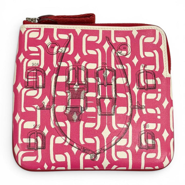Excellent HERMES Pouch boyfriend pocket Round Zip Mini Pouch pink Vaux Swift