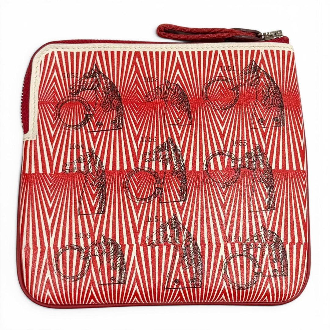 Excellent HERMES Pouch boyfriend pocket Round Zip Mini Pouch pink Vaux Swift