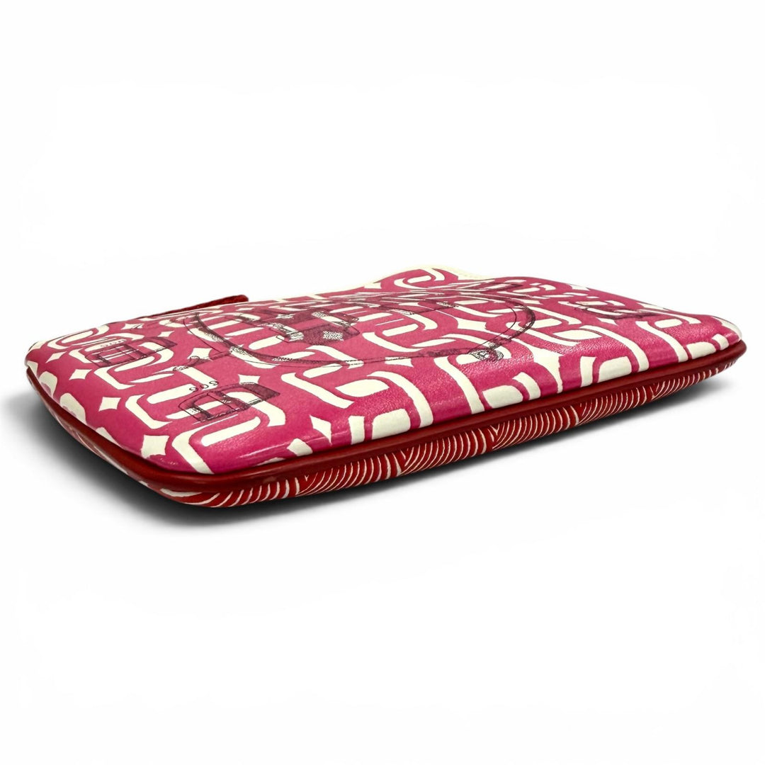 Excellent HERMES Pouch boyfriend pocket Round Zip Mini Pouch pink Vaux Swift