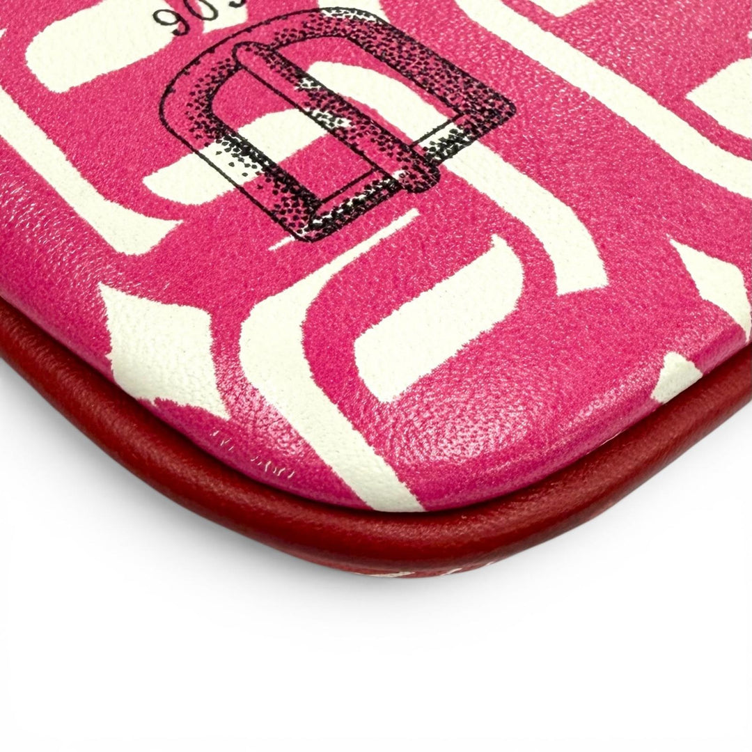 Excellent HERMES Pouch boyfriend pocket Round Zip Mini Pouch pink Vaux Swift