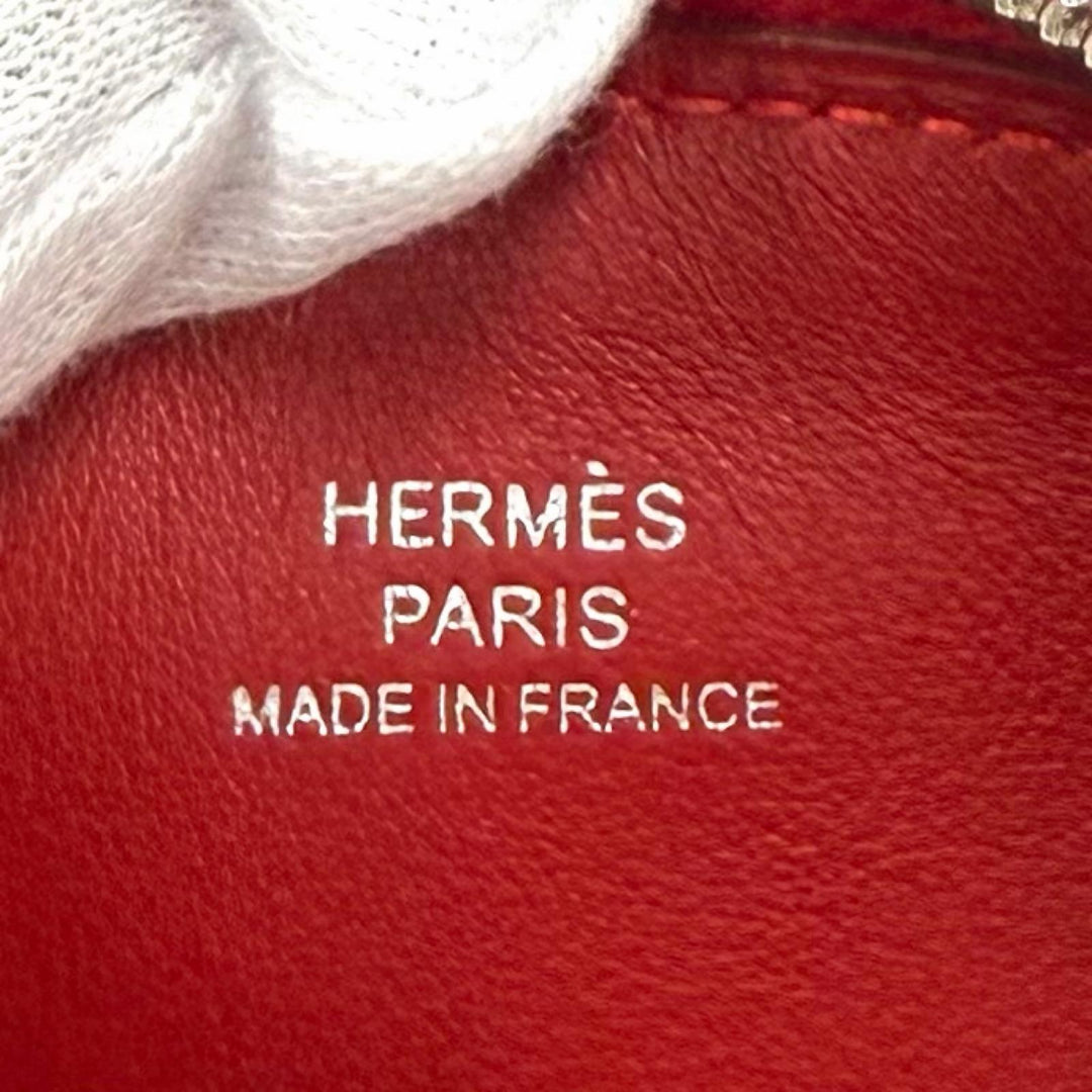 Excellent HERMES Pouch boyfriend pocket Round Zip Mini Pouch pink Vaux Swift