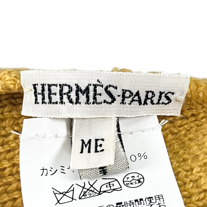 Excellent HERMES Knit cap Margiela-era H logo beanie mustard cashmere Women