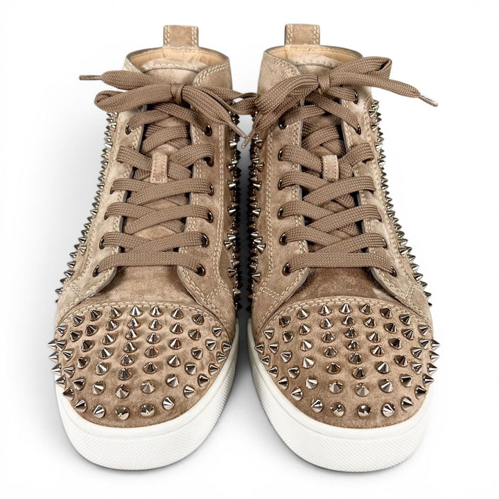 Excellent Christian Louboutin High cut sneakers LOUIS FLAT Spike studs beige