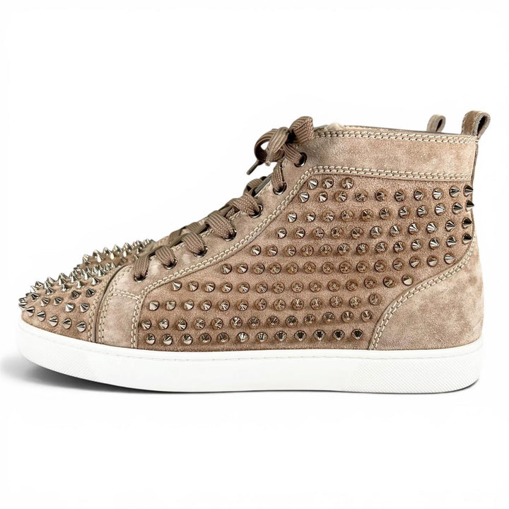 Excellent Christian Louboutin High cut sneakers LOUIS FLAT Spike studs beige
