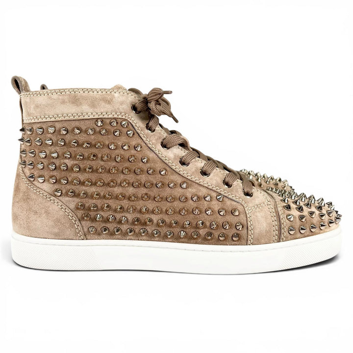 Excellent Christian Louboutin High cut sneakers LOUIS FLAT Spike studs beige