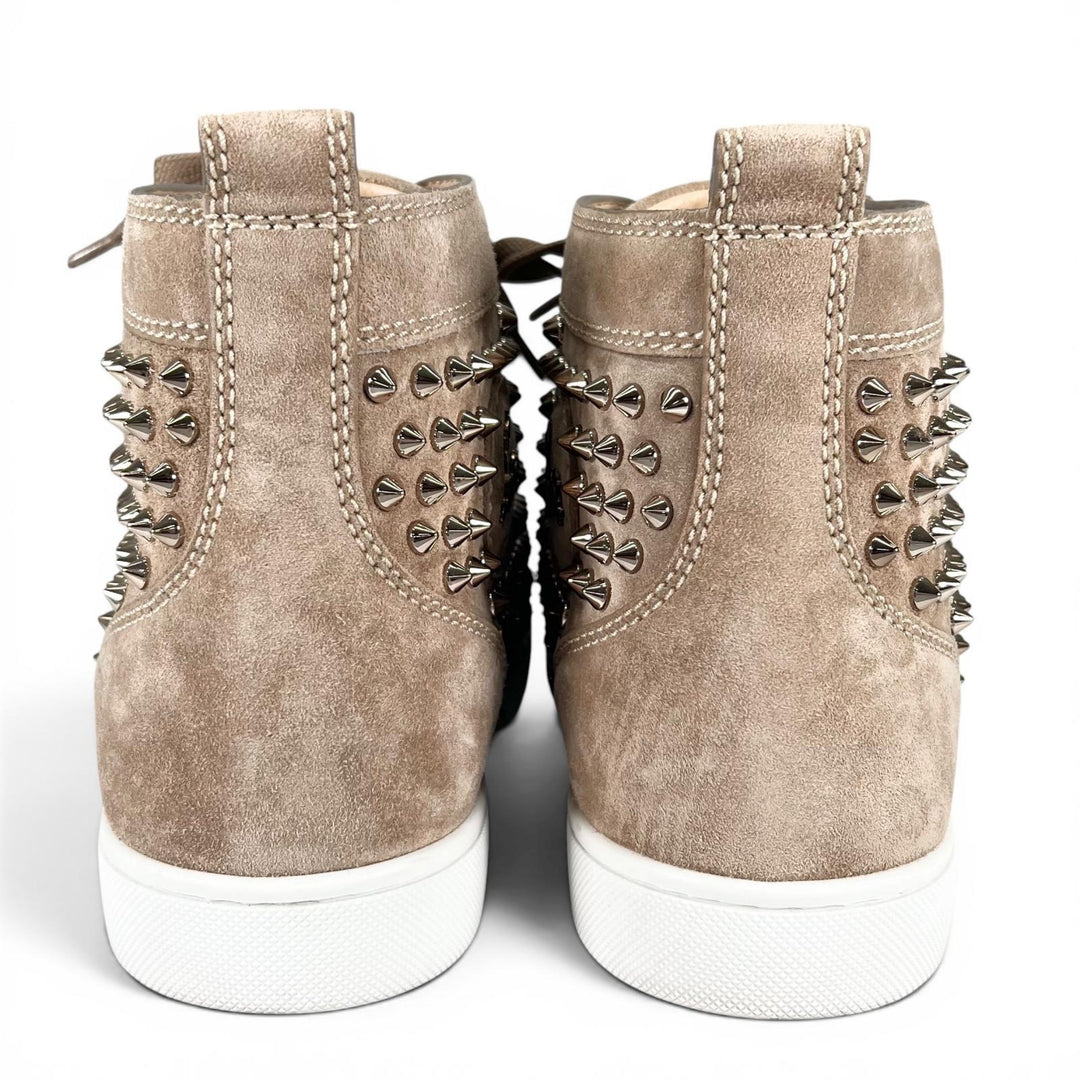 Excellent Christian Louboutin High cut sneakers LOUIS FLAT Spike studs beige