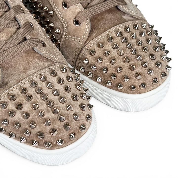 Excellent Christian Louboutin High cut sneakers LOUIS FLAT Spike studs beige