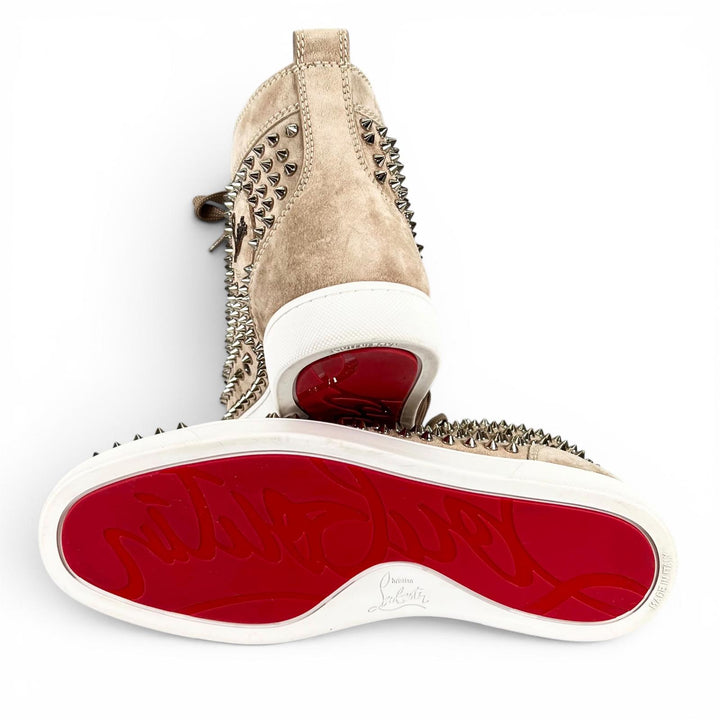 Excellent Christian Louboutin High cut sneakers LOUIS FLAT Spike studs beige