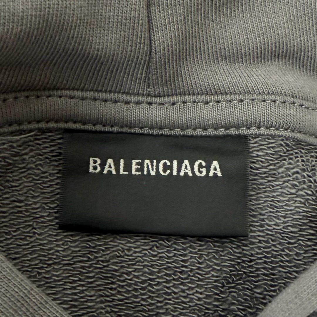 Excellent BALENCIAGA hoodie Logo embroidery pullover gray cotton mens M