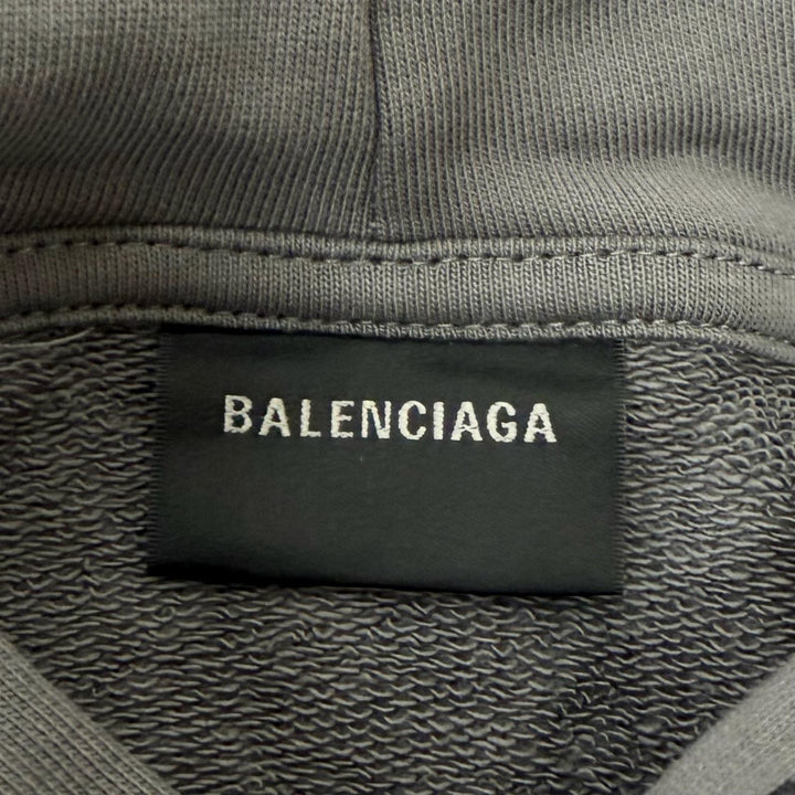 Excellent BALENCIAGA hoodie Logo embroidery pullover gray cotton mens M