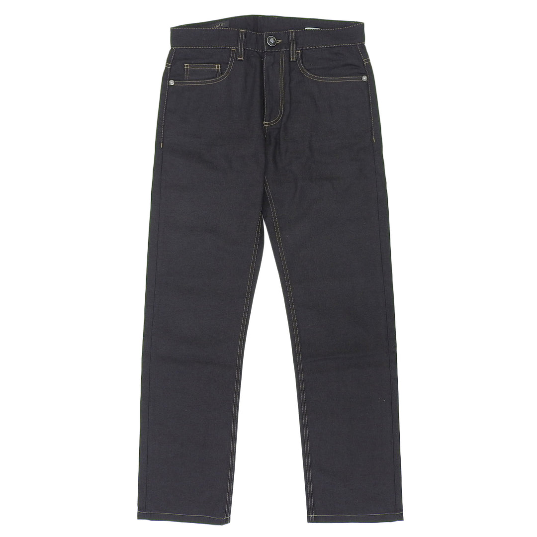 Discounted Excellent VERSACE Denim pants Medusa Button Logo Metal Black Denim mens 31