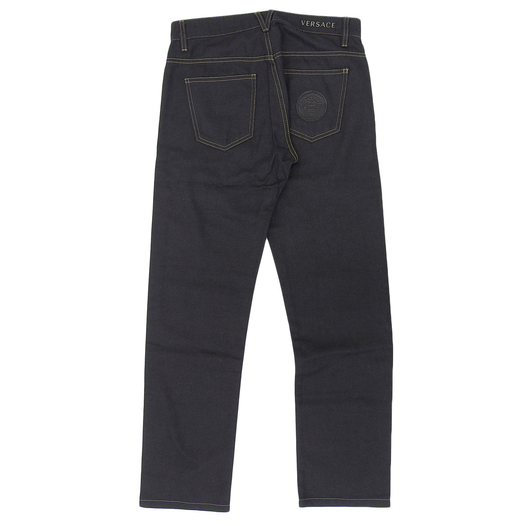 Discounted Excellent VERSACE Denim pants Medusa Button Logo Metal Black Denim mens 31
