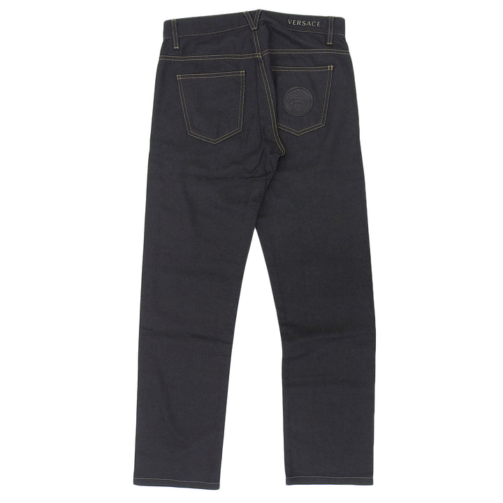 Discounted Excellent VERSACE Denim pants Medusa Button Logo Metal Black Denim mens 31