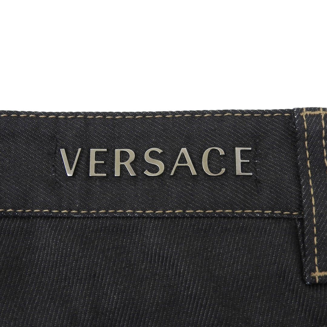 Discounted Excellent VERSACE Denim pants Medusa Button Logo Metal Black Denim mens 31