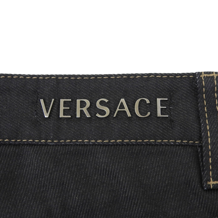 Discounted Excellent VERSACE Denim pants Medusa Button Logo Metal Black Denim mens 31