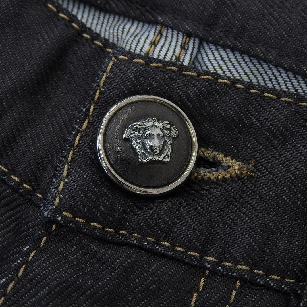 Discounted Excellent VERSACE Denim pants Medusa Button Logo Metal Black Denim mens 31