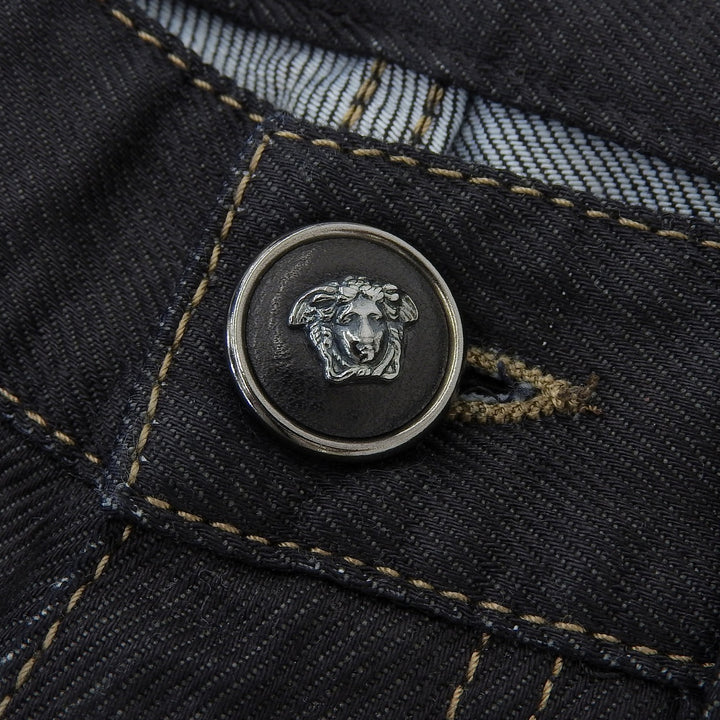 Discounted Excellent VERSACE Denim pants Medusa Button Logo Metal Black Denim mens 31