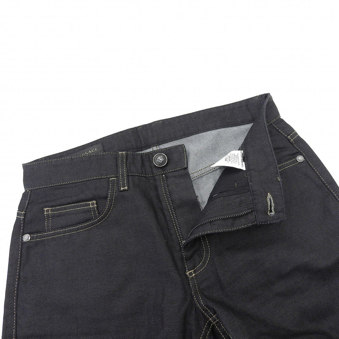 Discounted Excellent VERSACE Denim pants Medusa Button Logo Metal Black Denim mens 31