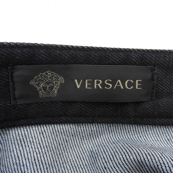 Discounted Excellent VERSACE Denim pants Medusa Button Logo Metal Black Denim mens 31