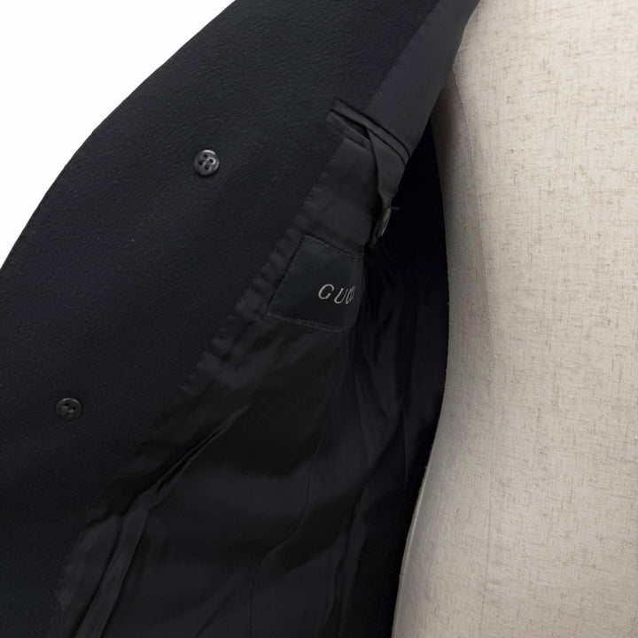 Great GUCCI Chester coat fly front black cashmere mens 50