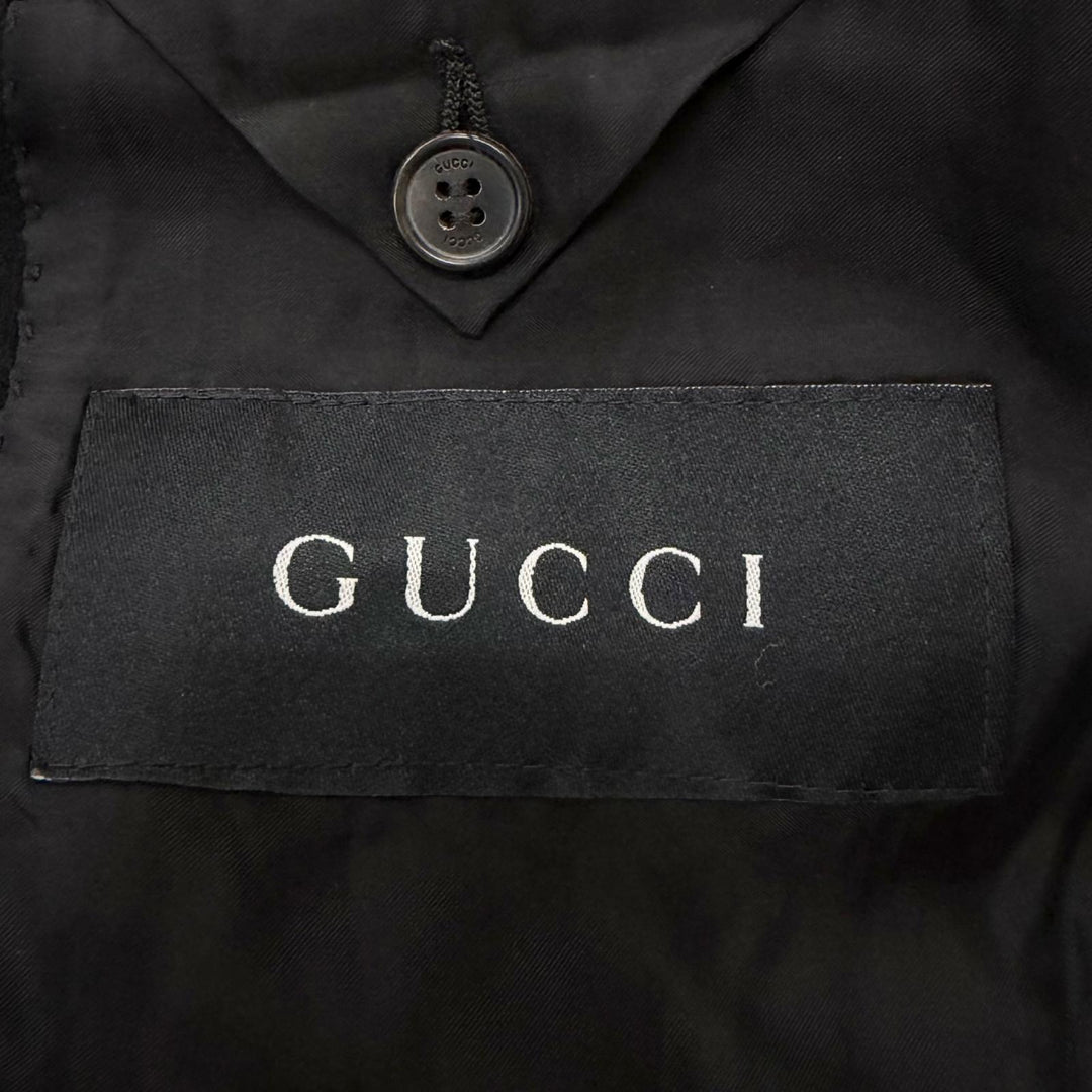 Great GUCCI Chester coat fly front black cashmere mens 50