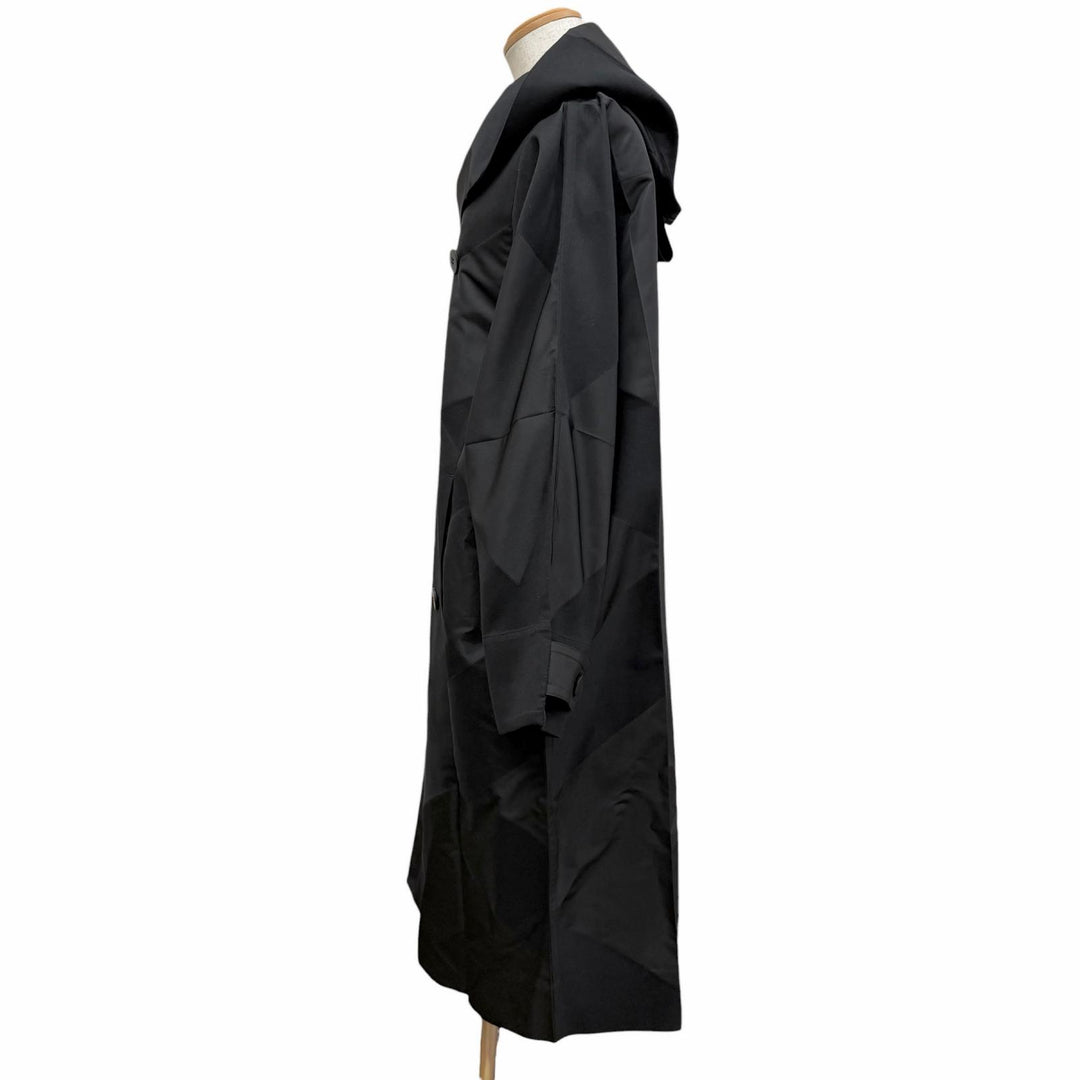 Excellent IM MEN coat KITE Issey Miyake Hooded Double-Breasted Design black