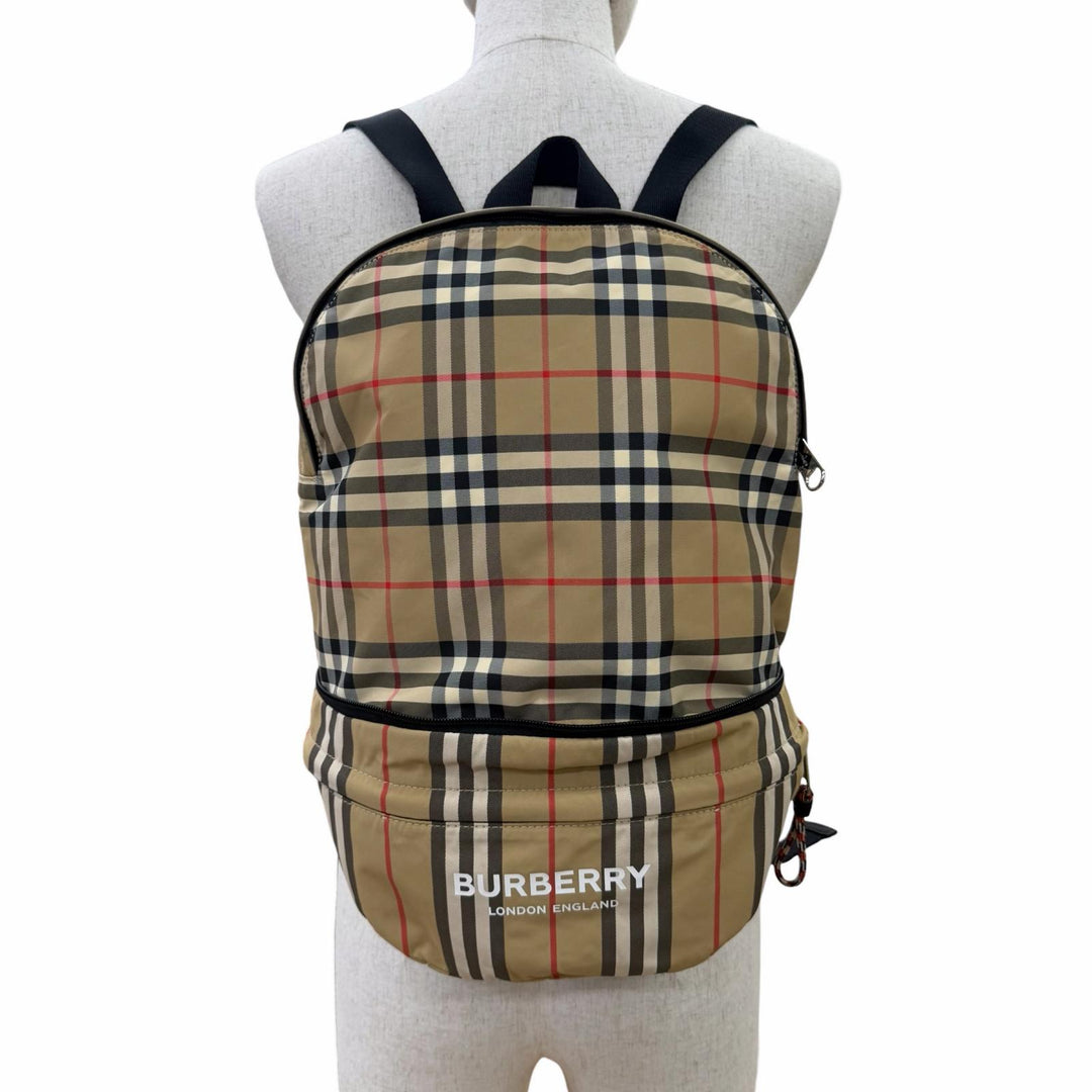 Excellent BURBERRY Daypack Nova Check Logo Backpack Sling Bag beige 8013921