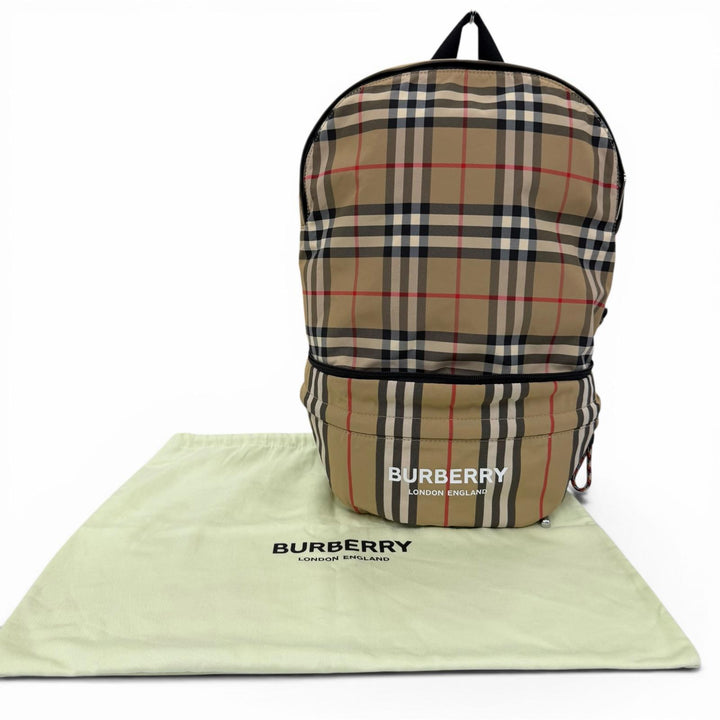 Excellent BURBERRY Daypack Nova Check Logo Backpack Sling Bag beige 8013921