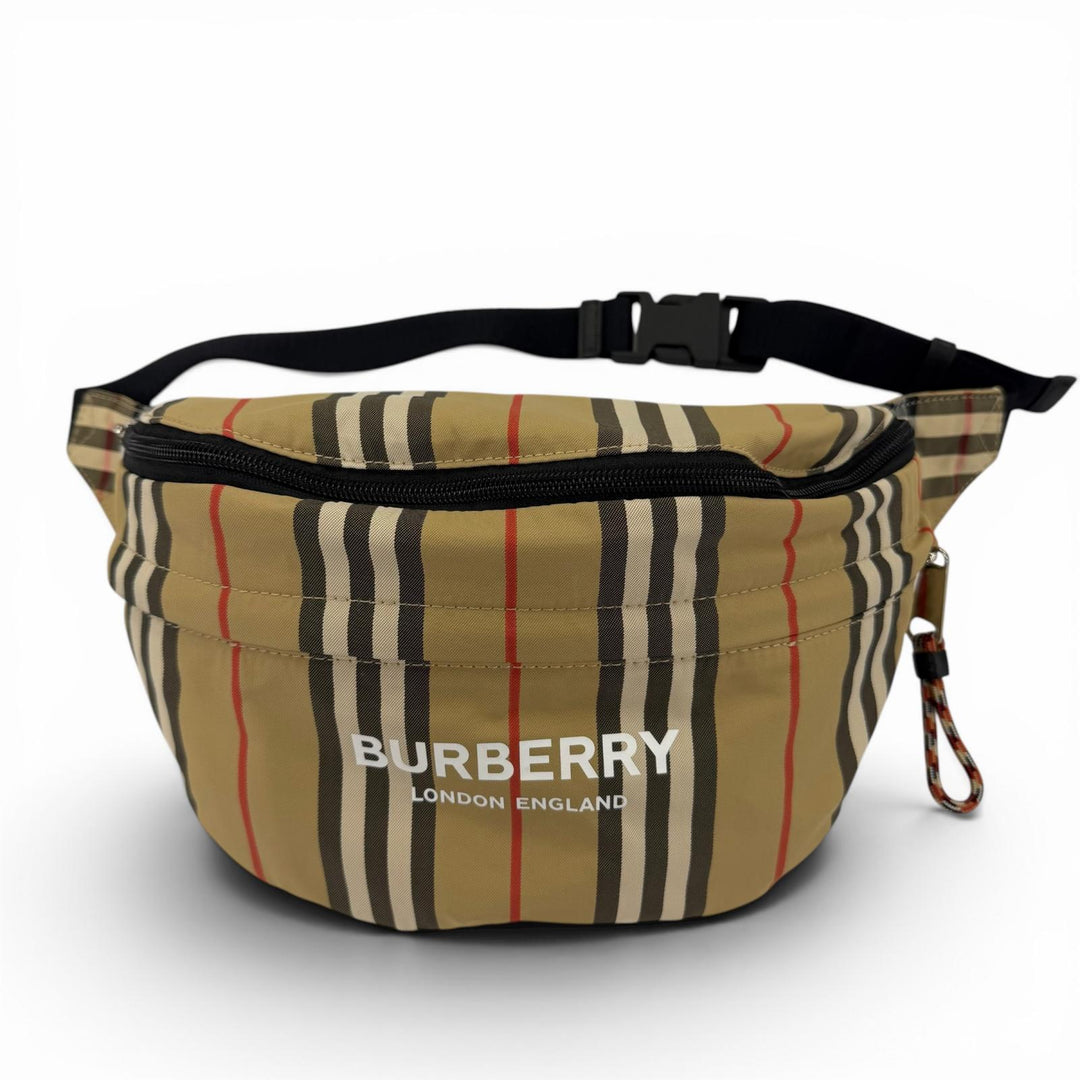 Excellent BURBERRY Daypack Nova Check Logo Backpack Sling Bag beige 8013921