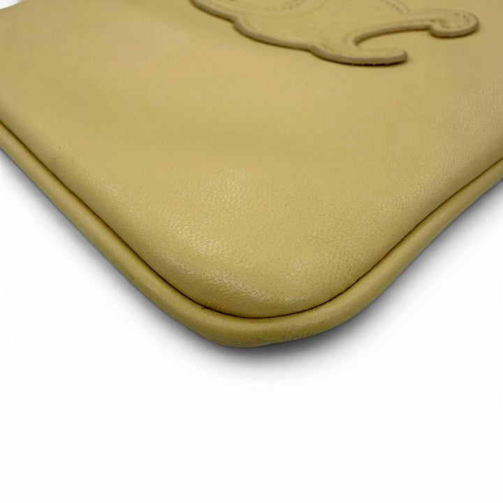 Very Good CELINE Shoulder Bag Cuir Triomphe Drawstring Leather Mobile Pouch