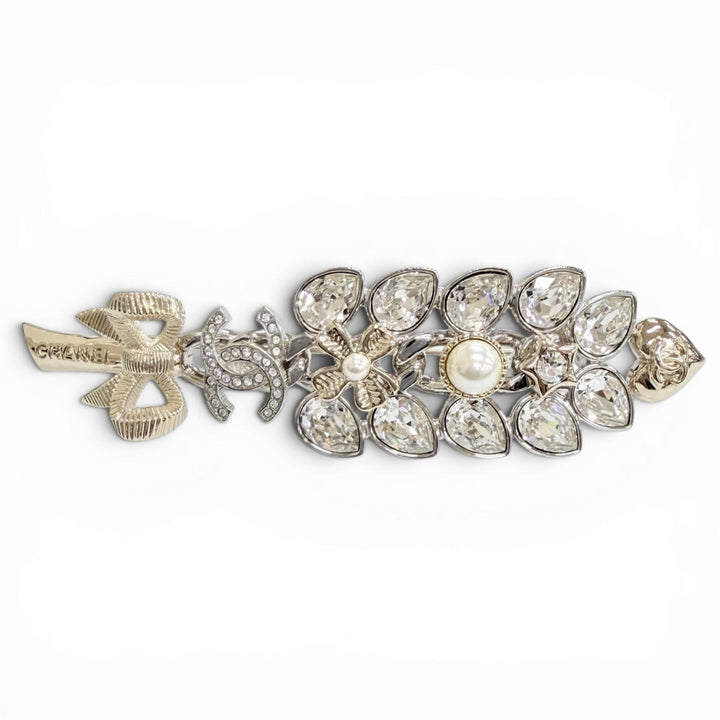 Excellent CHANEL Brooch COCO Mark Heart Ribbon Bijou Leaf gold B24K ABE476