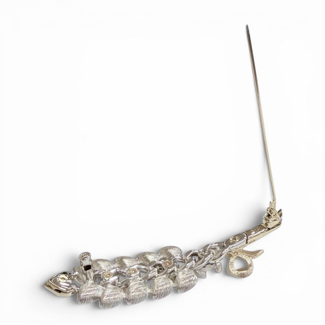Excellent CHANEL Brooch COCO Mark Heart Ribbon Bijou Leaf gold B24K ABE476