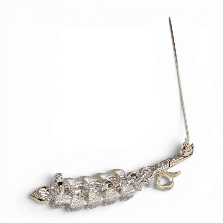 Excellent CHANEL Brooch COCO Mark Heart Ribbon Bijou Leaf gold B24K ABE476