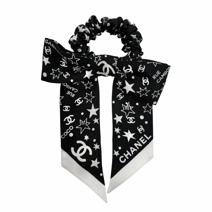 Pristine CHANEL Shush COCO Mark Star Ribbon black silk Women AAA746