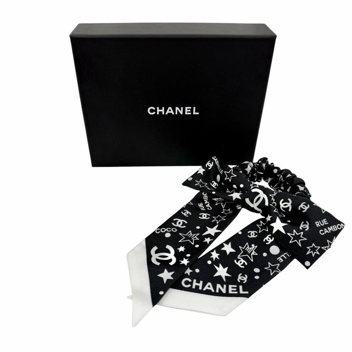 Pristine CHANEL Shush COCO Mark Star Ribbon black silk Women AAA746