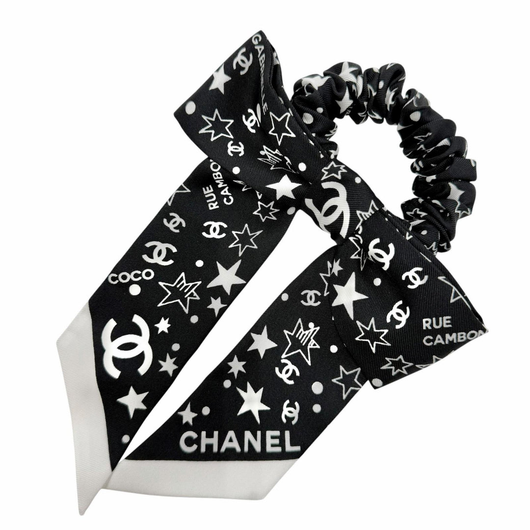 Pristine CHANEL Shush COCO Mark Star Ribbon black silk Women AAA746