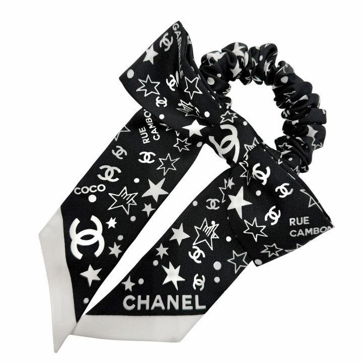 Pristine CHANEL Shush COCO Mark Star Ribbon black silk Women AAA746