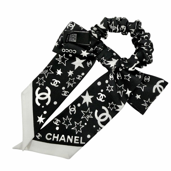 Pristine CHANEL Shush COCO Mark Star Ribbon black silk Women AAA746