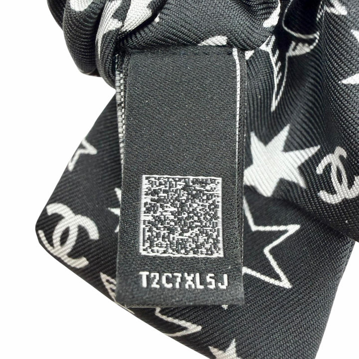 Pristine CHANEL Shush COCO Mark Star Ribbon black silk Women AAA746
