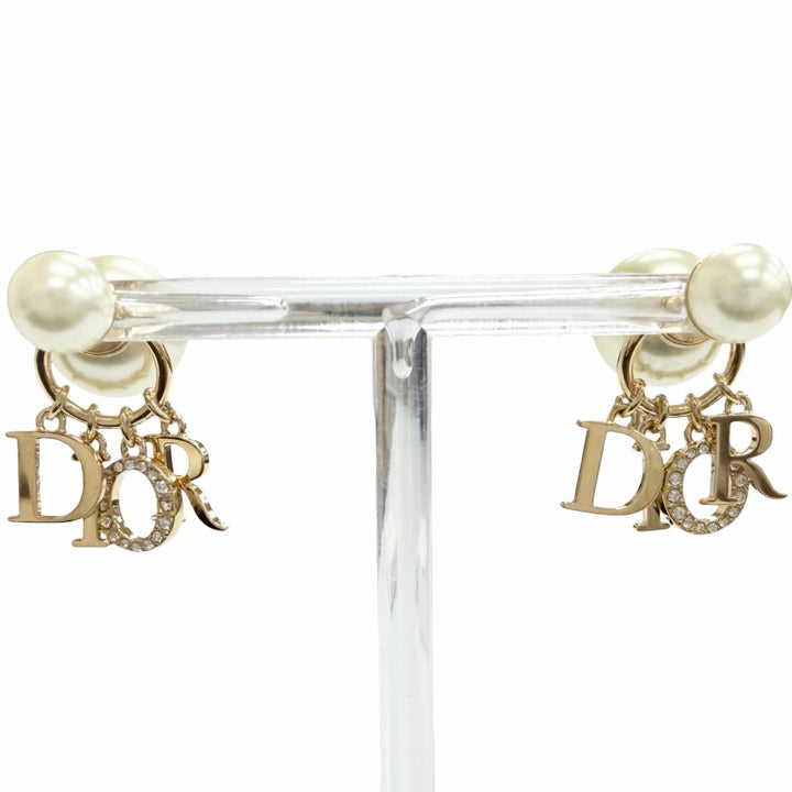 Great DIOR Pierce Tribales Piercings Logo Resin Pearl Rhinestone gold E1411TRICY