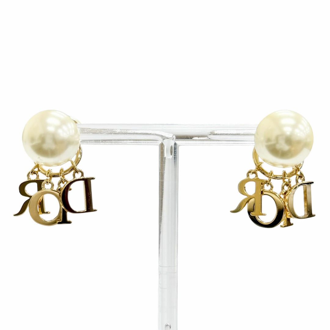 Great DIOR Pierce Tribales Piercings Logo Resin Pearl Rhinestone gold E1411TRICY