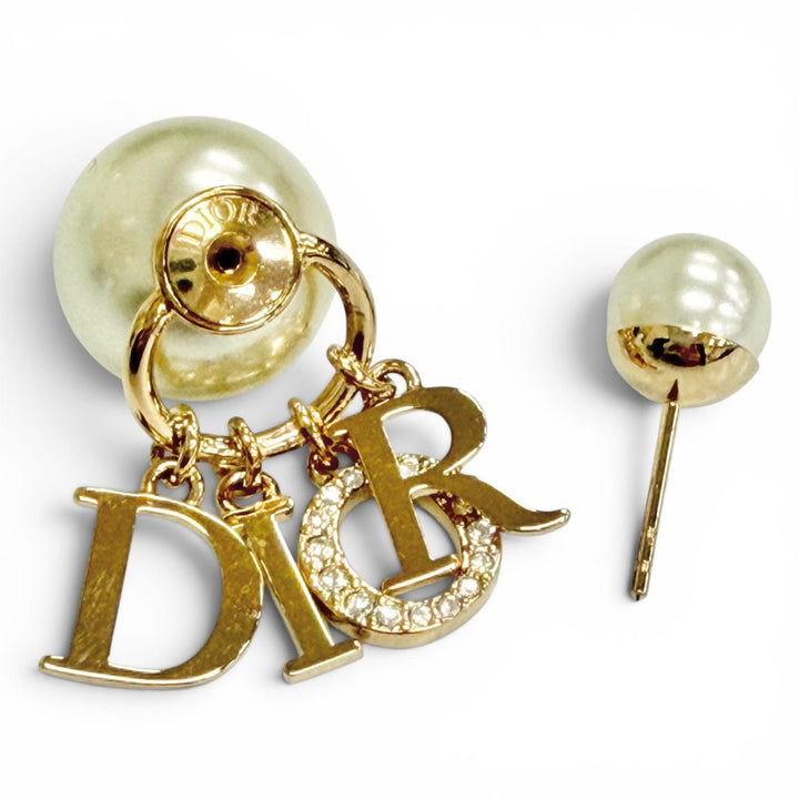 Great DIOR Pierce Tribales Piercings Logo Resin Pearl Rhinestone gold E1411TRICY