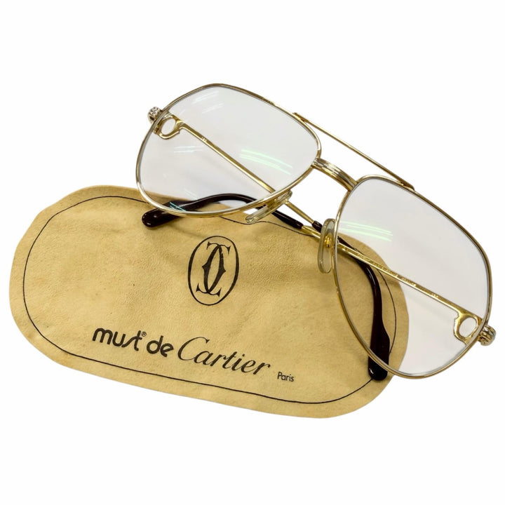 Great Cartier Glasses Trinity 2C Decor Two-Bridge gold mens