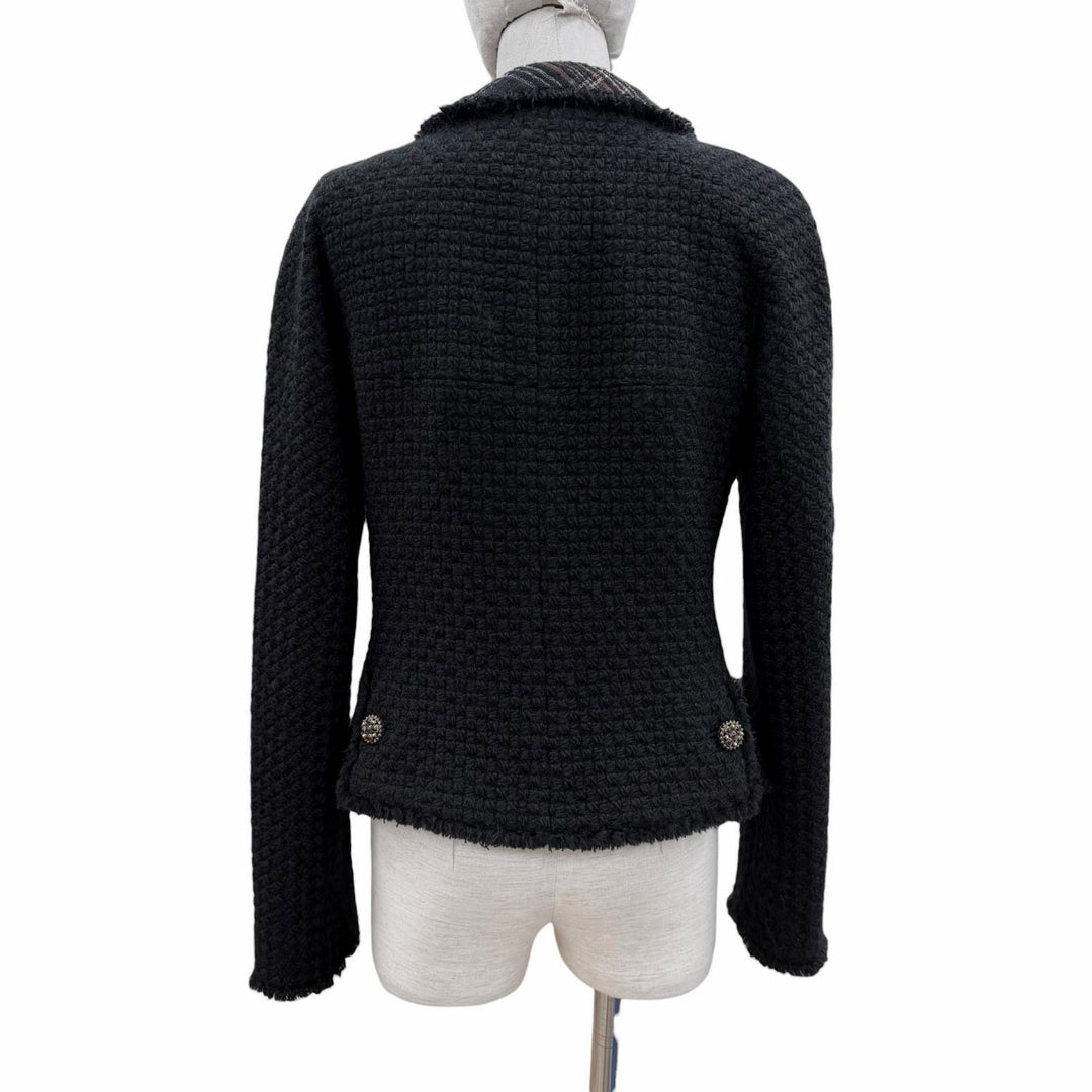 Great CHANEL Jacket black wool Women 38 P46378W05360