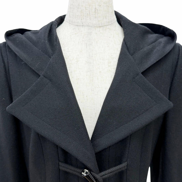 Excellent CHANEL Duffel coat COCO Mark toggle button black 38 P29341V19402 06A
