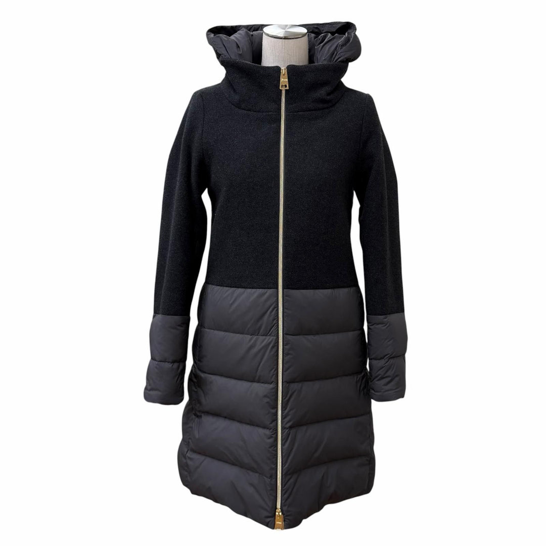 Excellent Herno down coat Hooded, contrasting design, zip-up wool 38 PI001760D